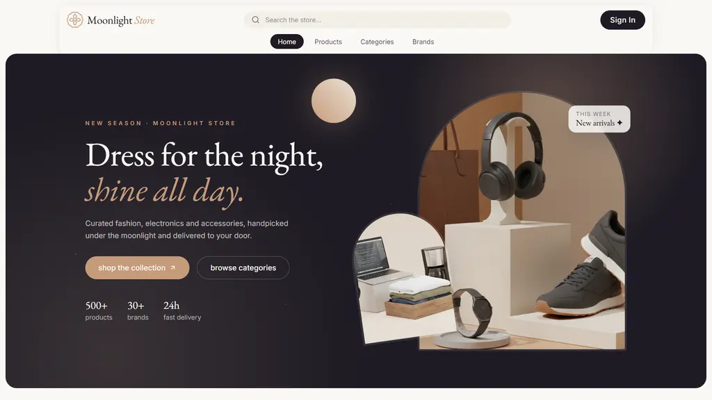 Moonlight Store home page