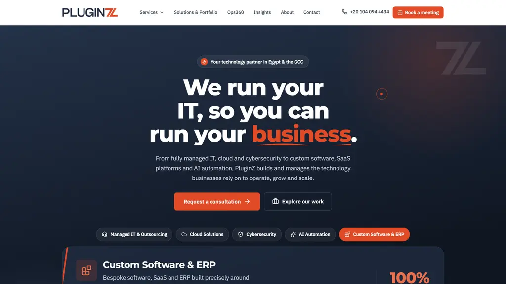 PluginZ corporate site hero