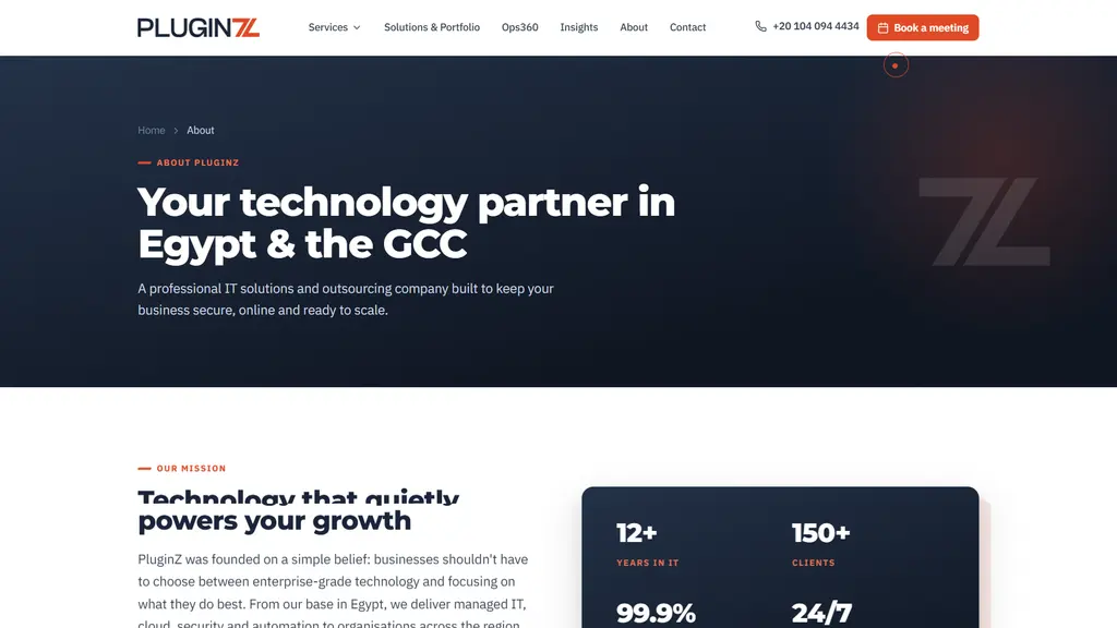 About page with company figures